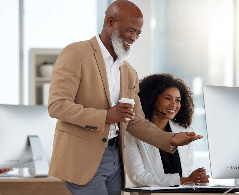 computer-teamwork-business-team-reading-company-growth-results-together-office-corporate-web-management-happy-staff-black-people-with-technology-coworking-online-project
