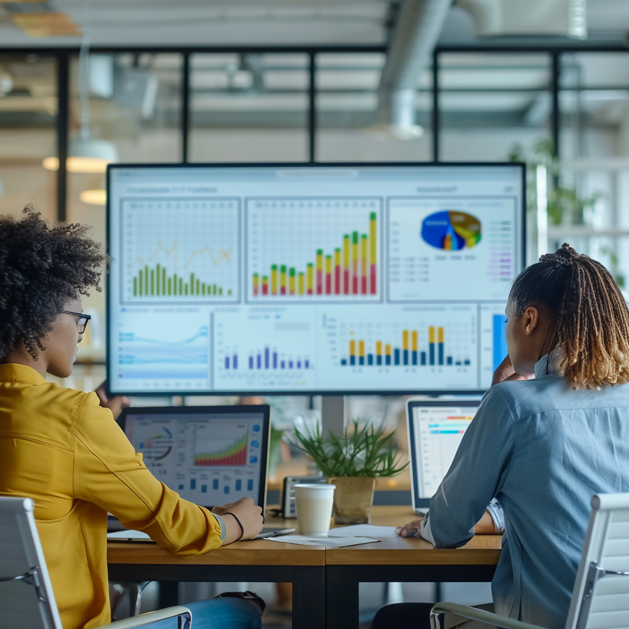 1-two-women-sitting-desk-with-computer-screen-showing-graphs-charts